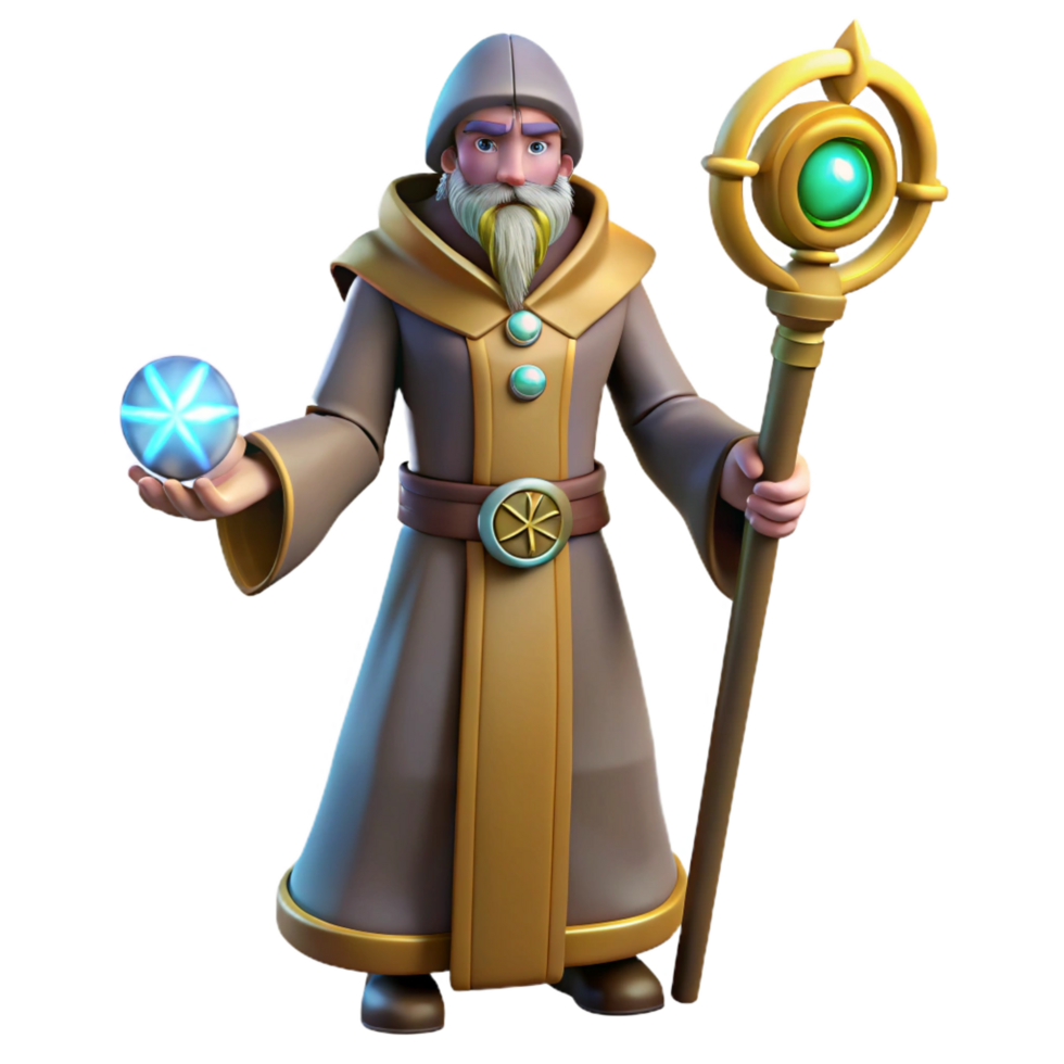 stunning rustic Wise Wizard 3D Render exclusive png