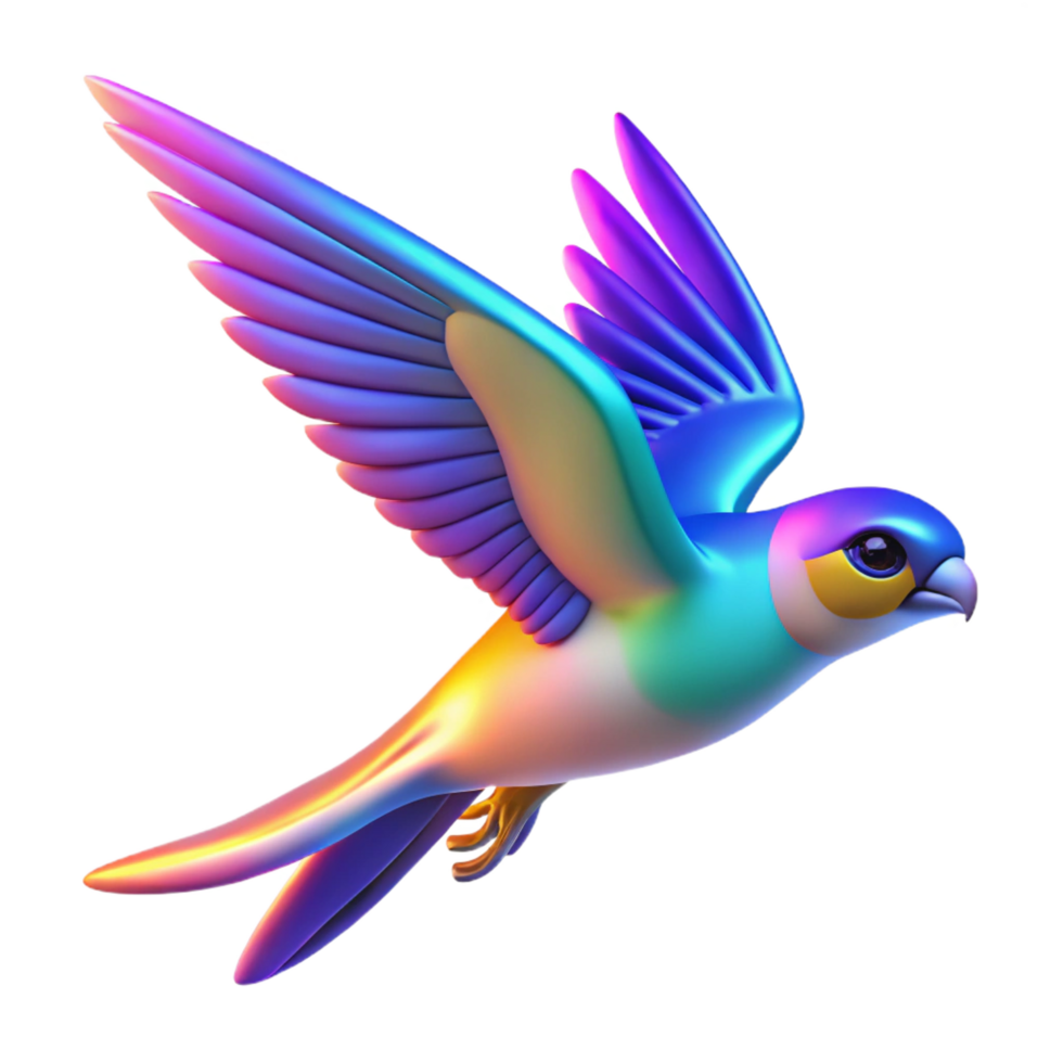 stunning minimalist Rainbow Bird 3D Render authentic png