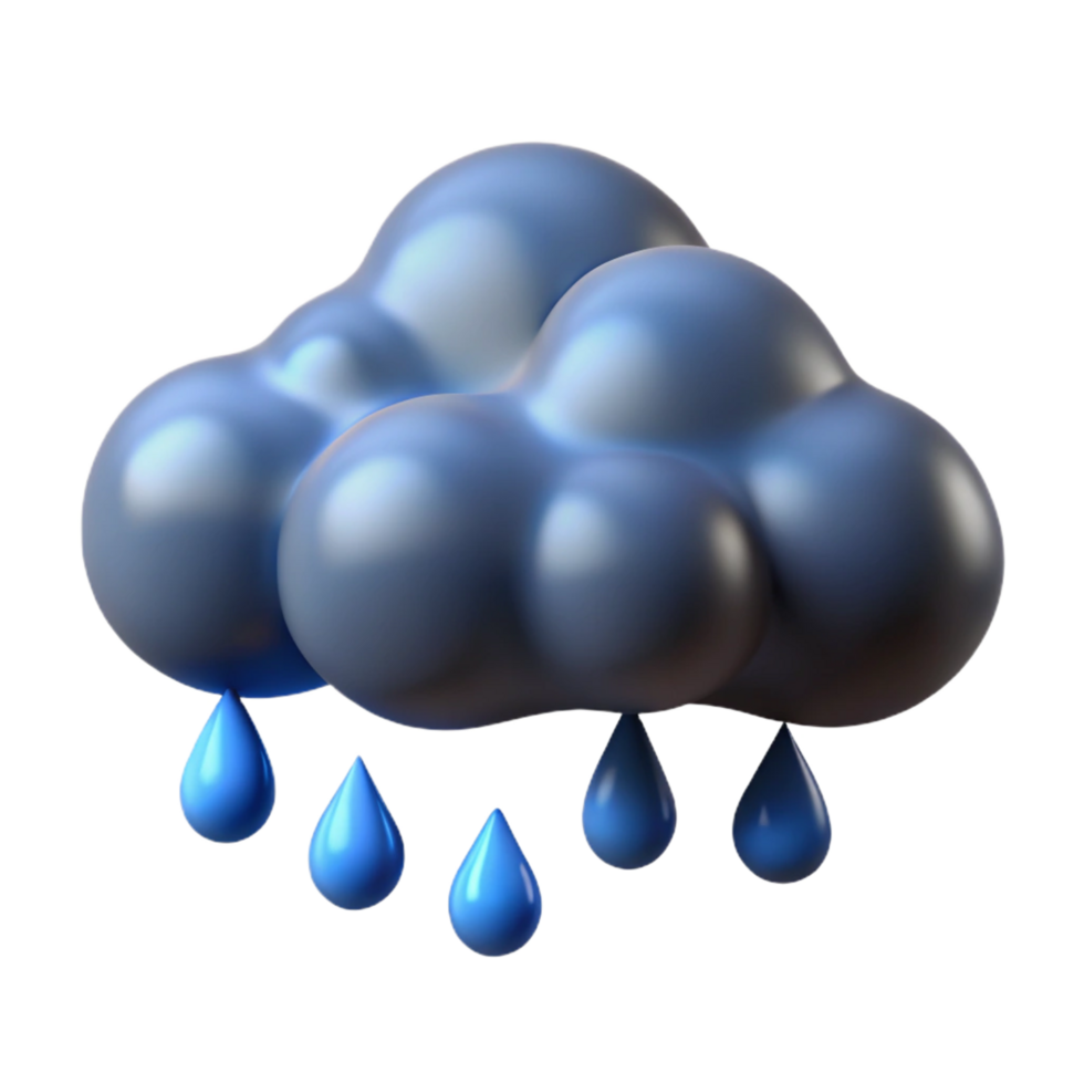 serene minimalist 3D Rainy Cloud Illustration genuine png