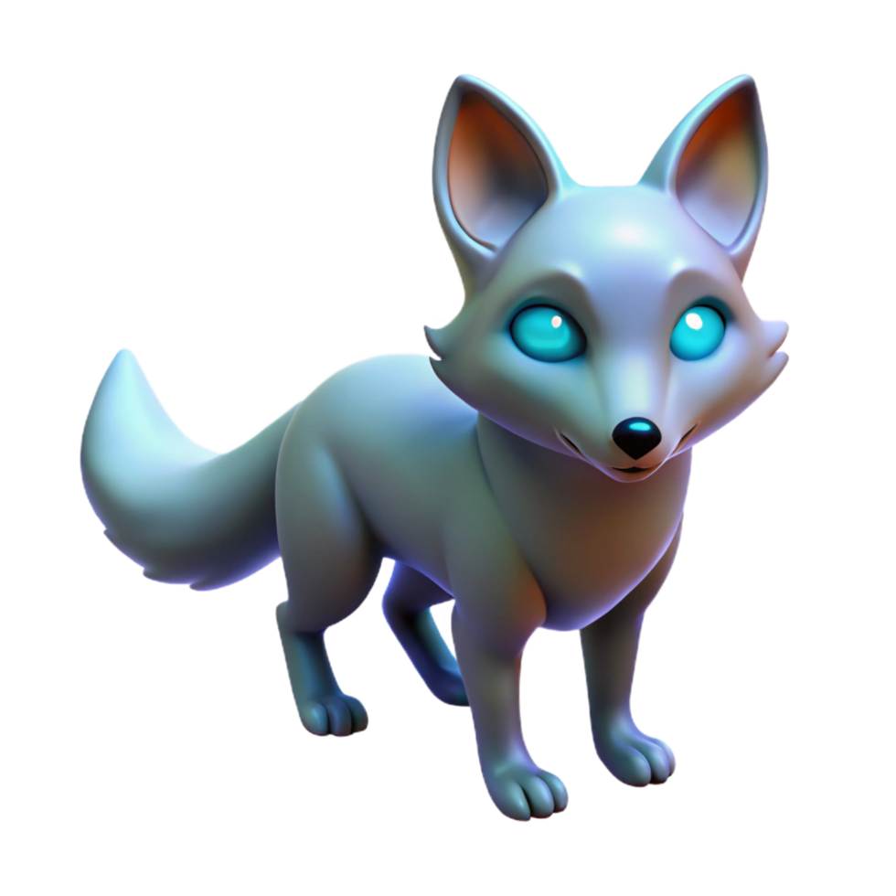 impressive abstract Arctic Fox 3D Render high resolution png