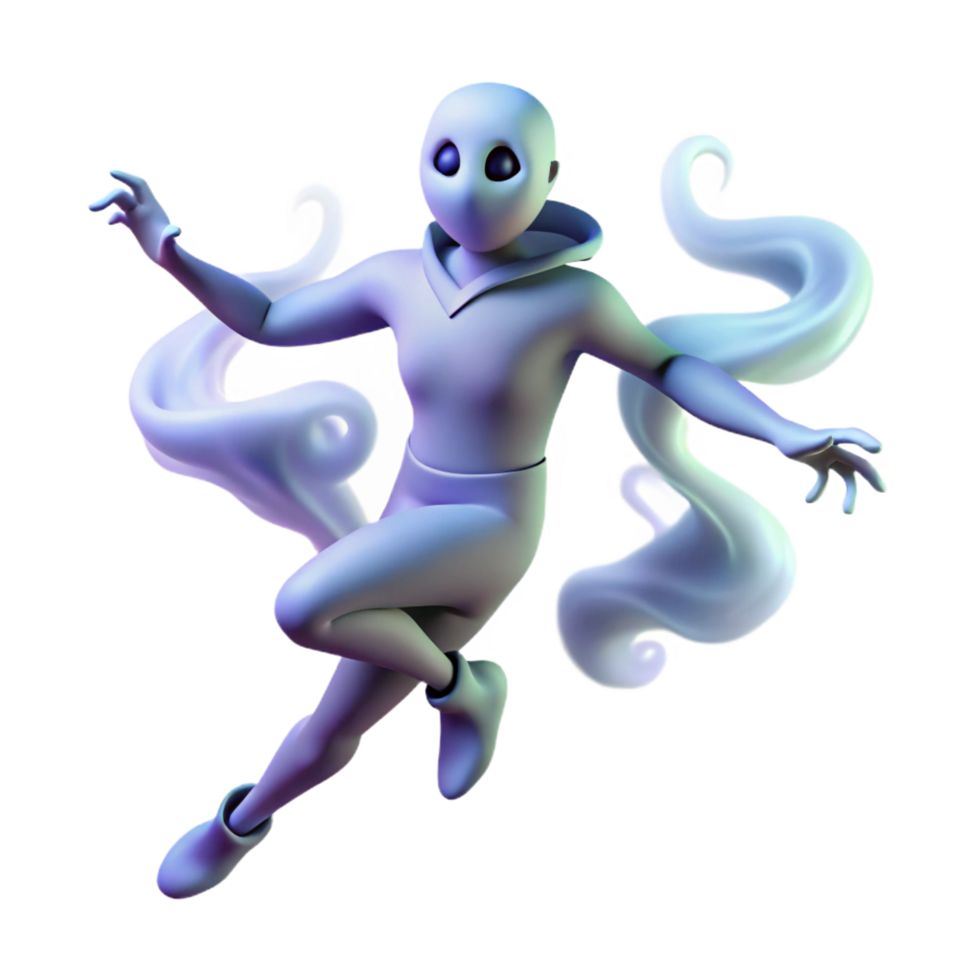 extraordinary minimalist 3D Render of a Spectral Figure genuine png