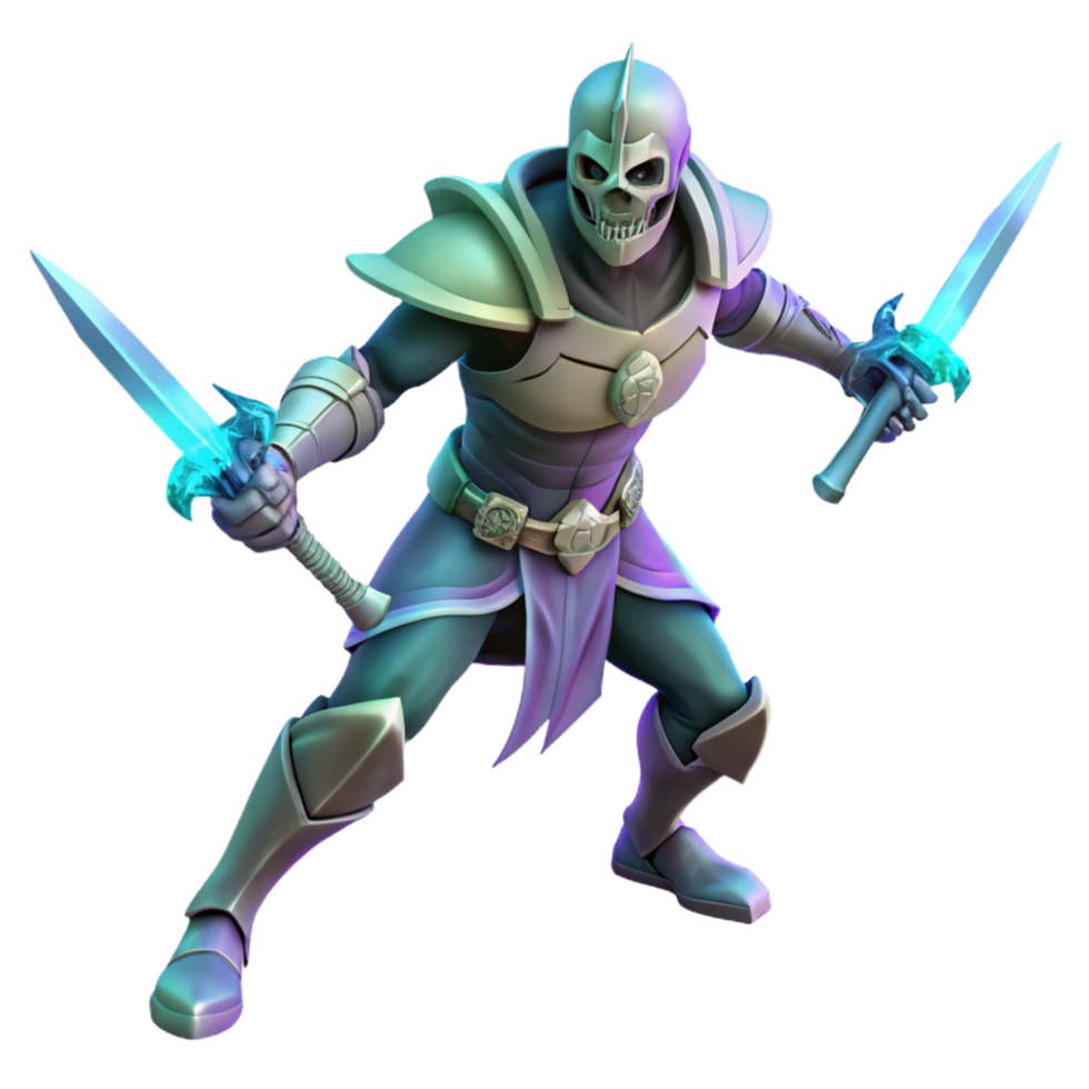 magnificent artistic Skeleton Knight 3D Render high resolution png