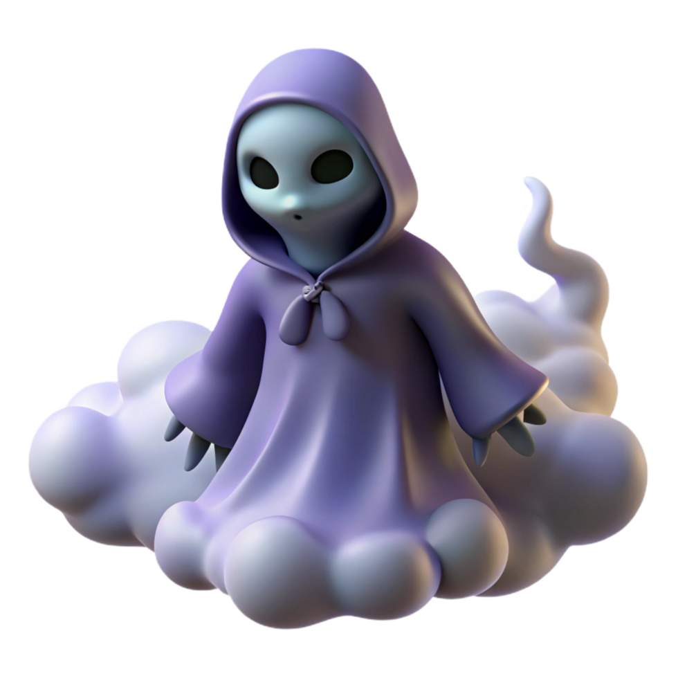 extraordinary minimalist Cute Ghost 3D Render 4K png