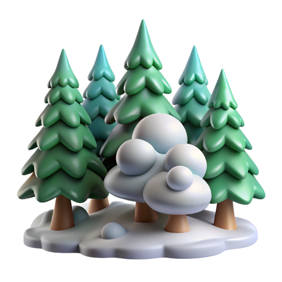 dramatic minimalist Snowy Winter Forest 3D Illustration high quality png