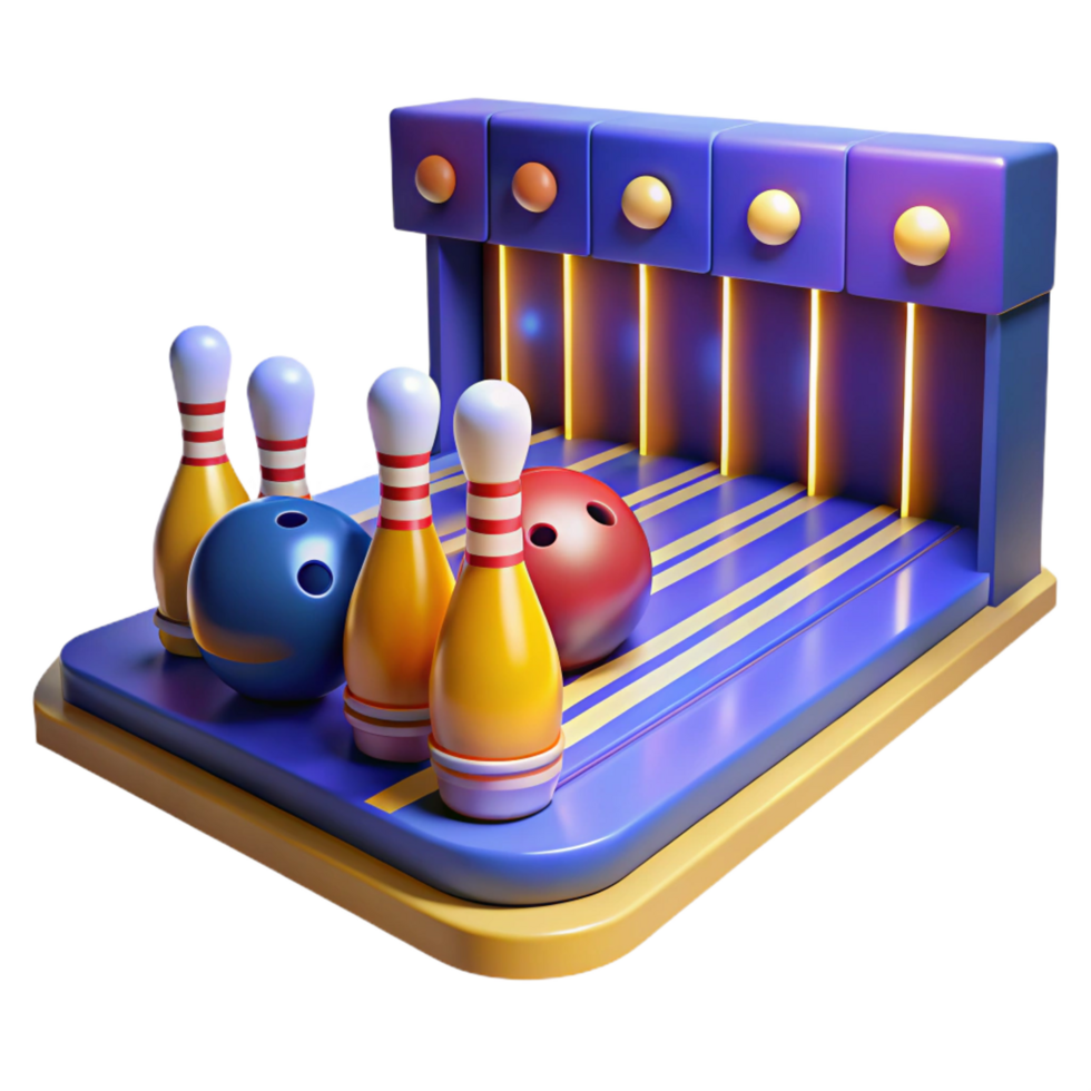 magnificent classic 3D Bowling Alley Illustration 4K png