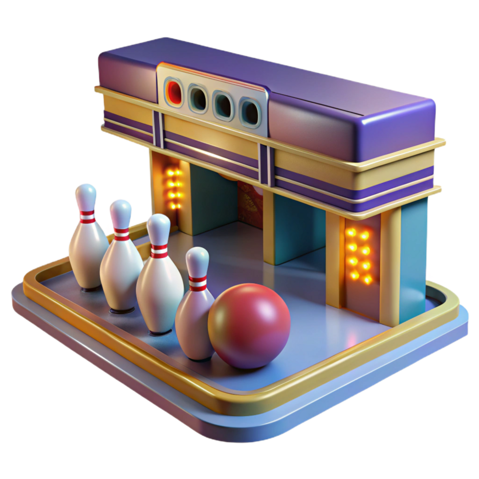 stunning minimalist 3D Bowling Alley Illustration original png