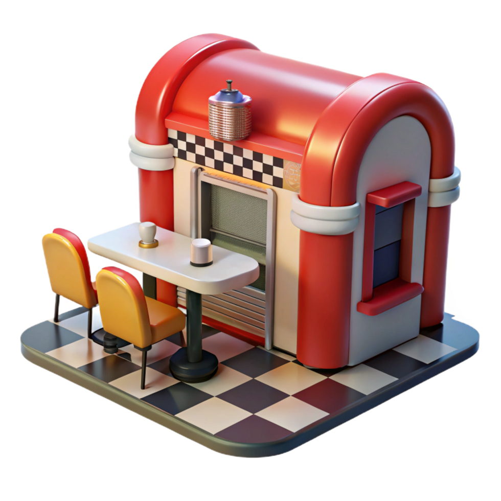 beautiful creative Retro Diner 3D Illustration original png