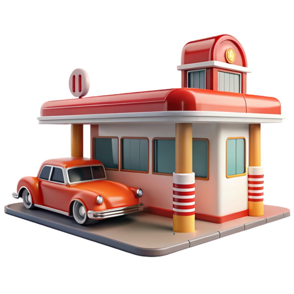 magnificent rustic Retro Diner 3D Render Classic Car authentic png