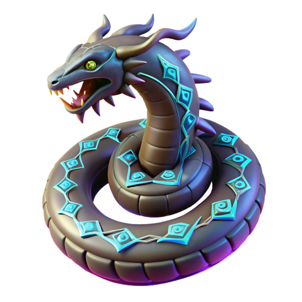 extraordinary modern 3D Render Coiled Dragon Illustration high resolution png