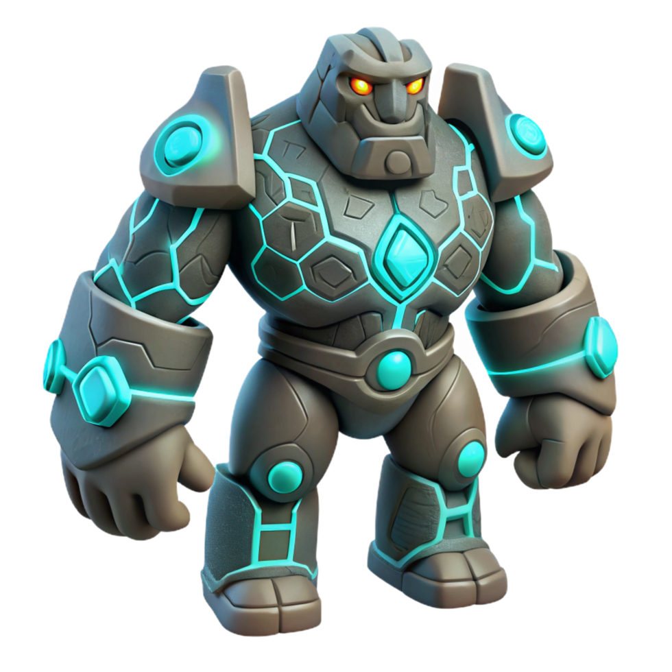 vibrant abstract Stone Golem 3D Render exclusive png
