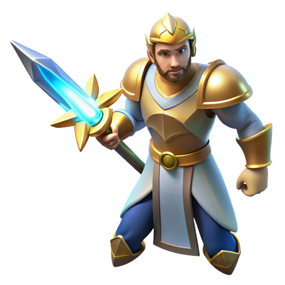beautiful classic 3D Render Golden Knight Illustration original png