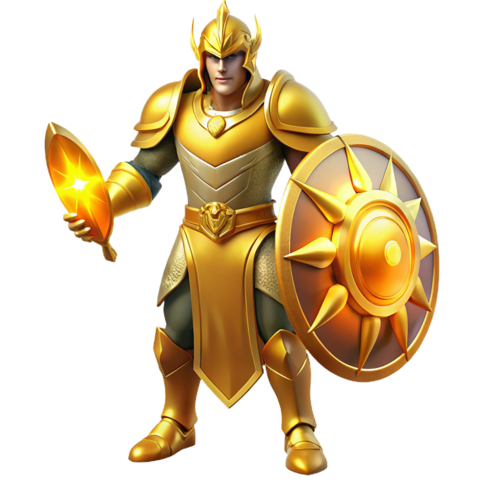 elegant contemporary Golden Warrior 3D Illustration authentic png