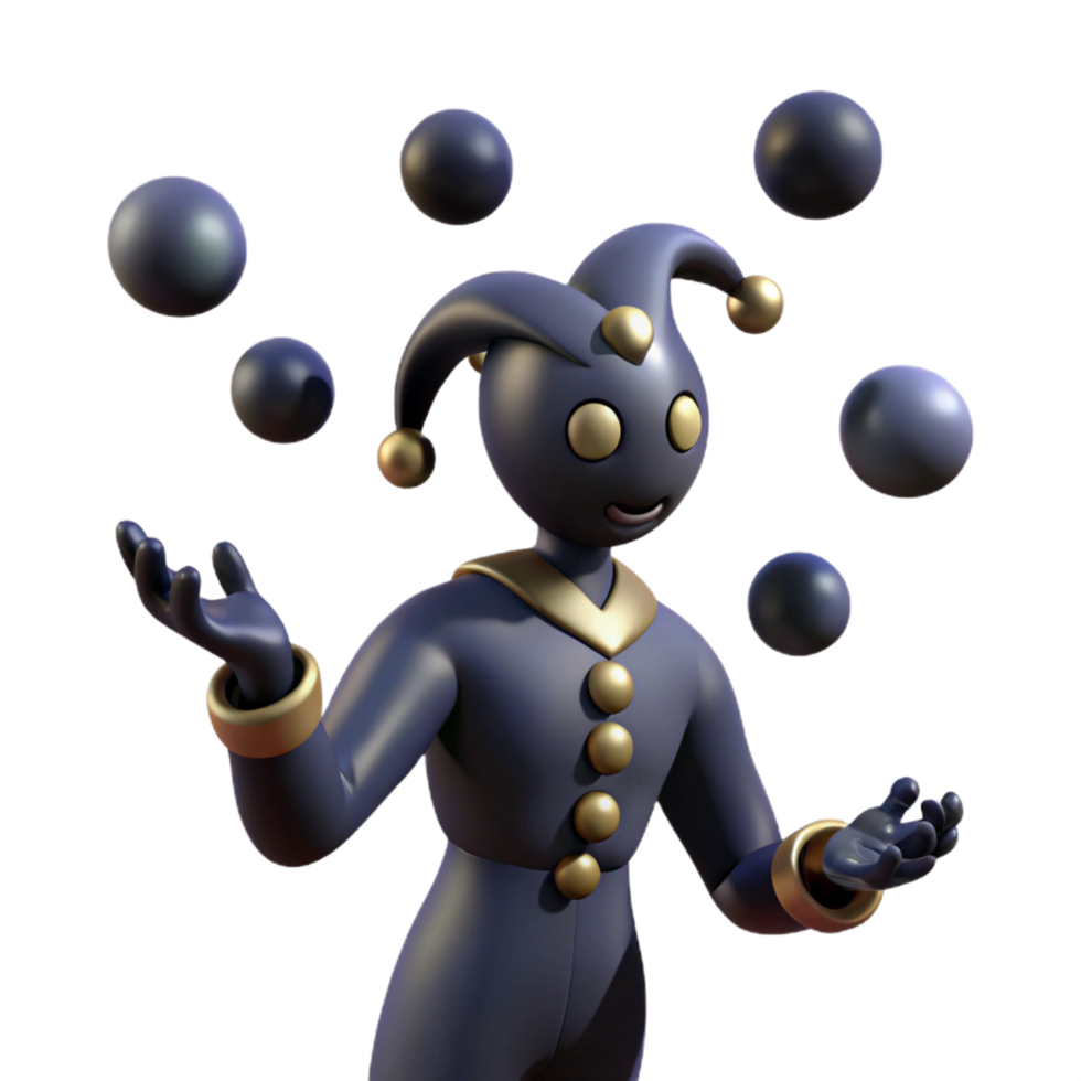 wonderful artistic 3D Juggling Jester Illustration high quality png