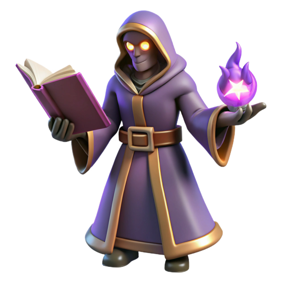 serene contemporary Fantasy Wizard 3D Render high resolution png