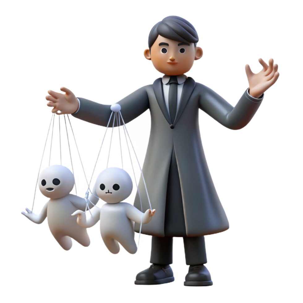 elegant modern 3D Illustration Puppet Master Control 4K png