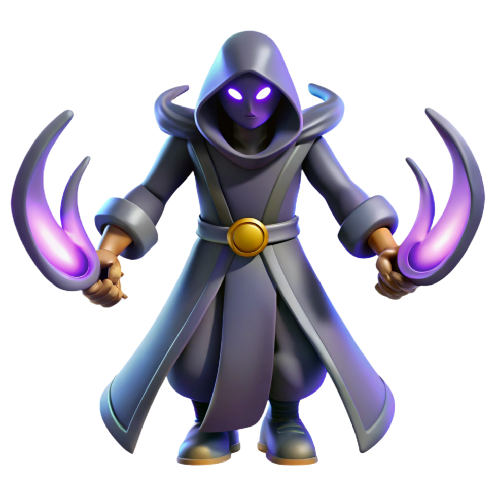 wonderful minimalist Dark Wizard 3D Render authentic png