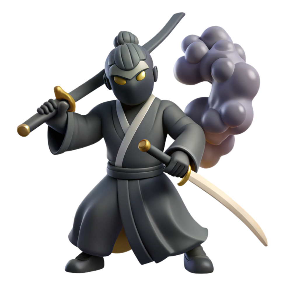 beautiful creative 3D Cartoon Ninja Illustration 4K png
