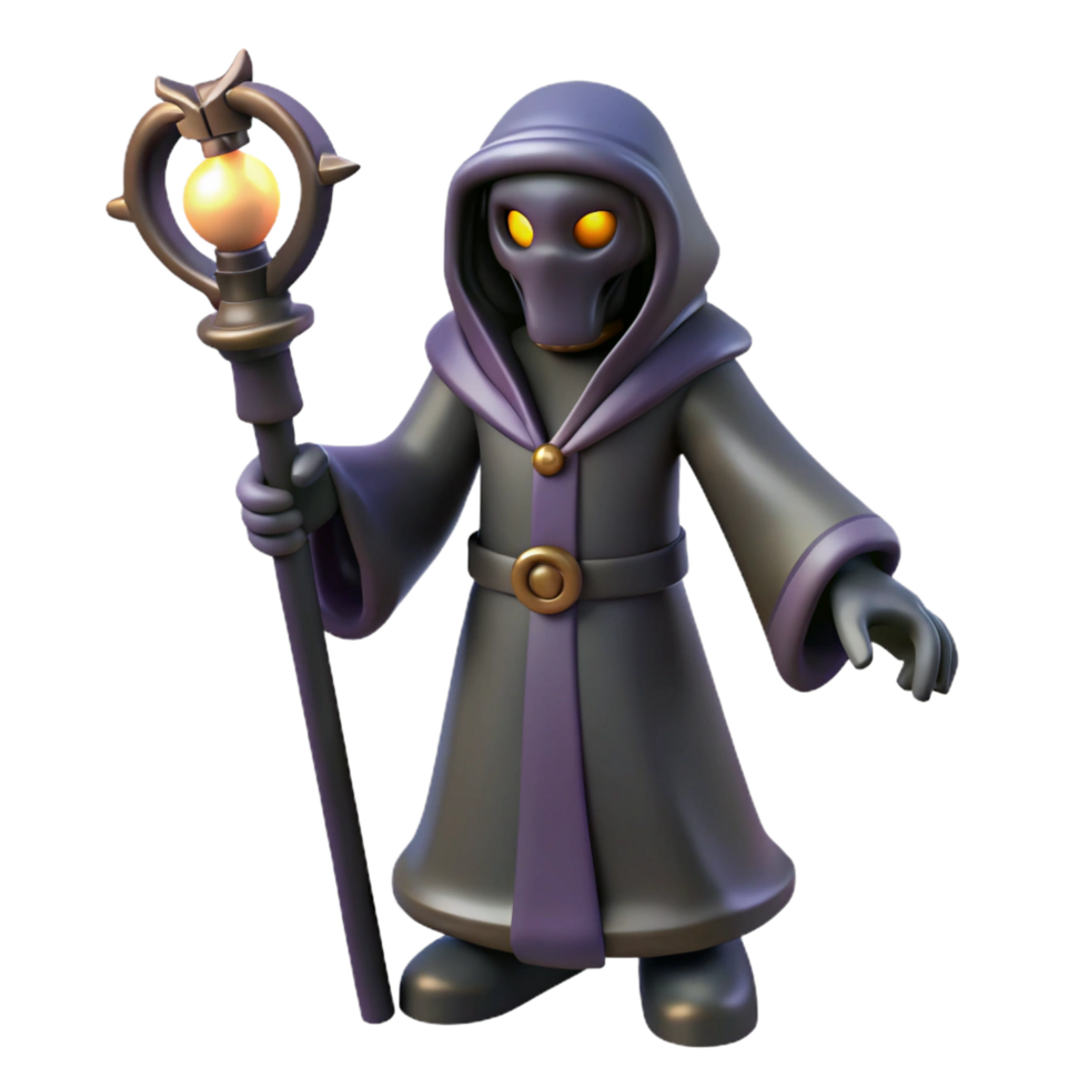 serene abstract 3D Render Dark Wizard Staff genuine png