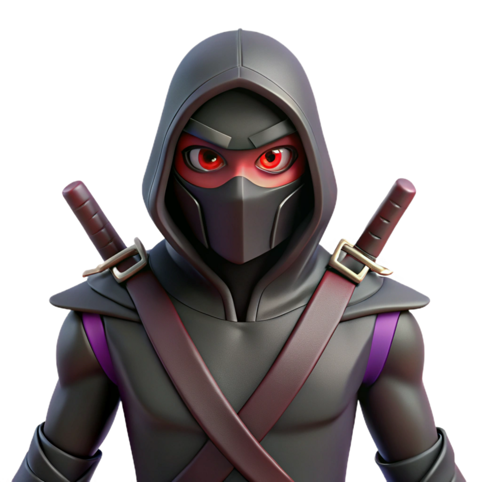 impressive minimalist 3D Render Dark Ninja Warrior high quality png