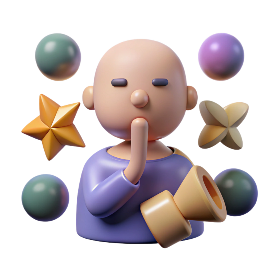 serene traditional 3D Render Peaceful Monk Illustration detailed png