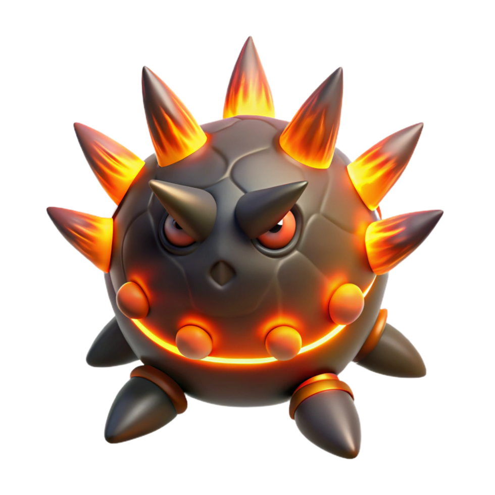 elegant rustic Fiery Spiked 3D Monster Illustration 4K png