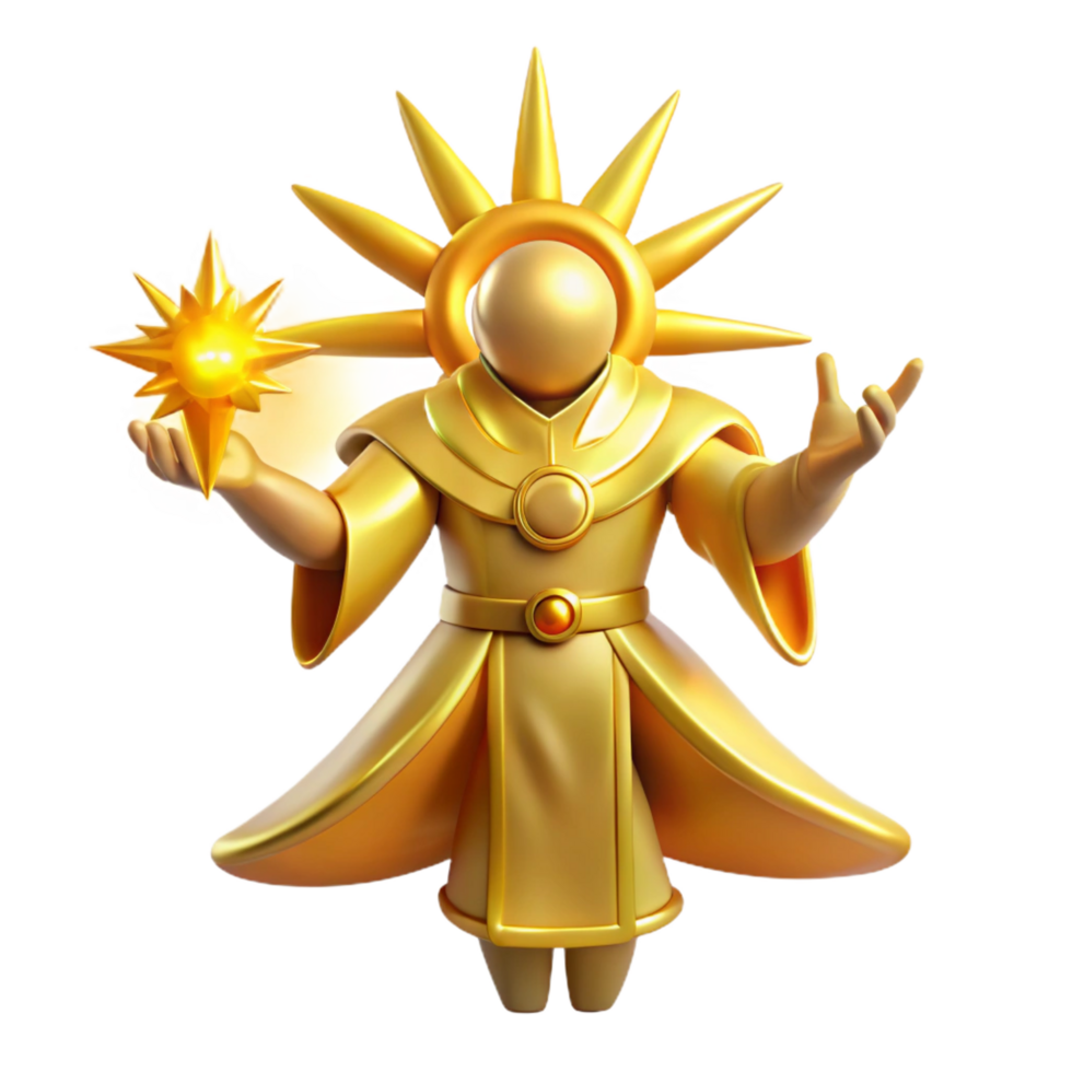 magnificent artistic Golden Celestial Being 3D Render high quality png