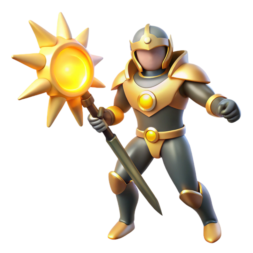 beautiful creative 3D Render Golden Knight Illustration high quality png