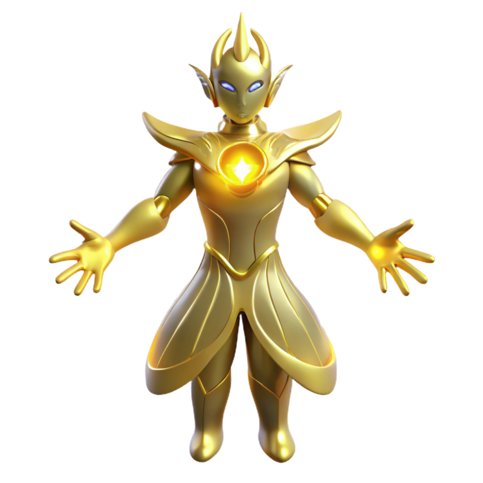beautiful abstract Golden Celestial Being 3D Render 4K png