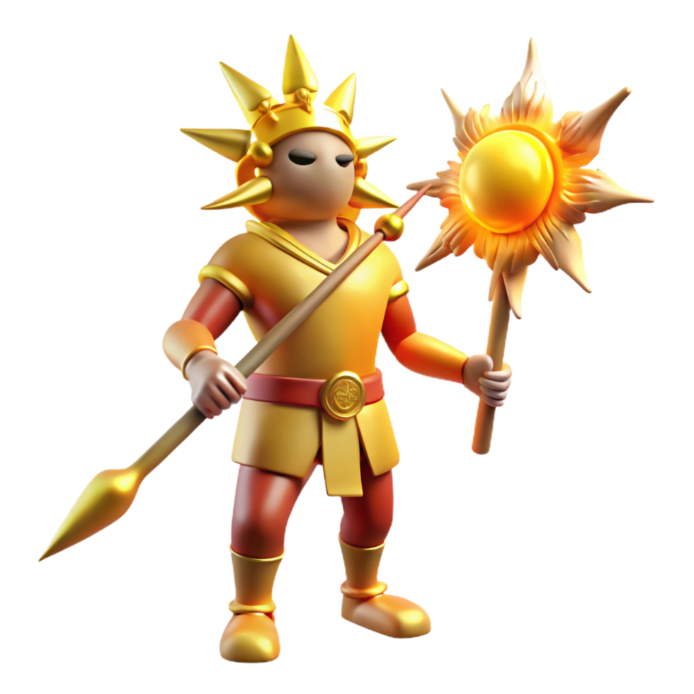 serene abstract Golden Sun God 3D Render original png