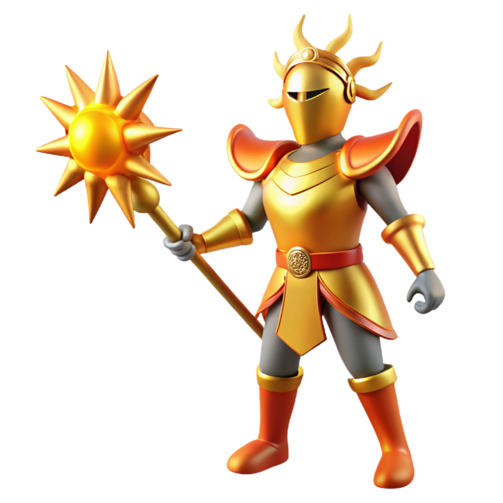 stunning modern Golden Knight 3D Illustration authentic png