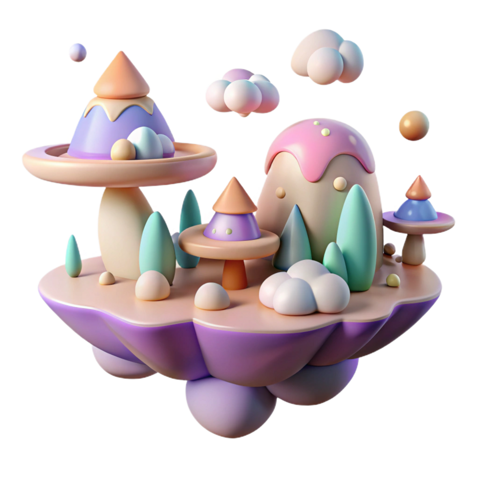 wonderful artistic Whimsical 3D Island Render premium png