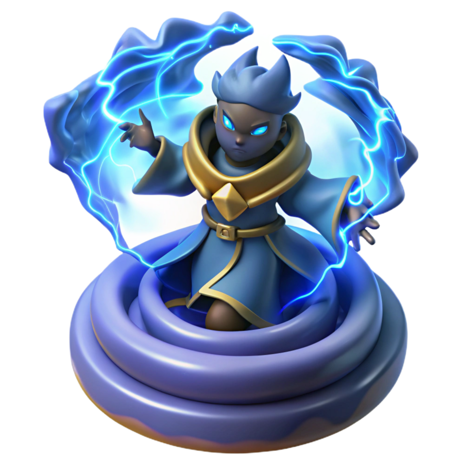 vibrant rustic 3D Render Young Wizard Casting Spell high resolution png