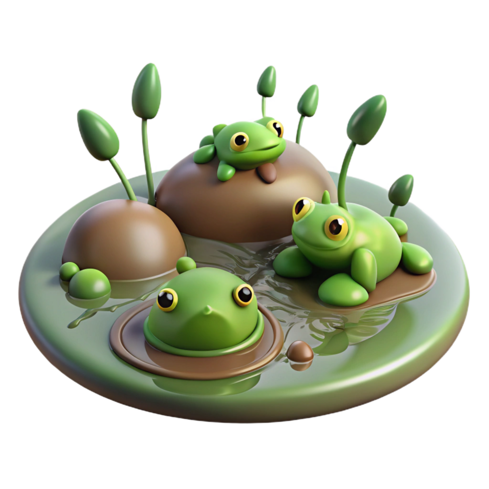 vibrant classic Adorable 3D Frog Illustration authentic png