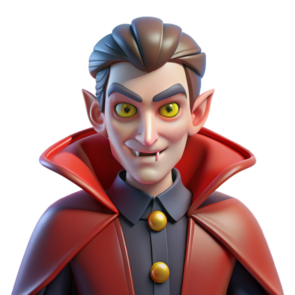 stunning rustic Cartoon Vampire 3D Render professional png