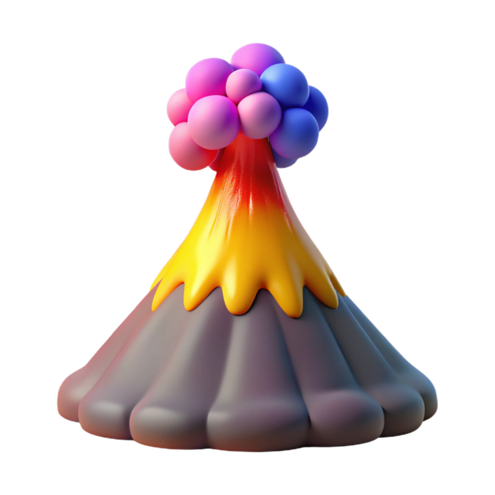 wonderful abstract Cartoon Volcano 3D Render professional png