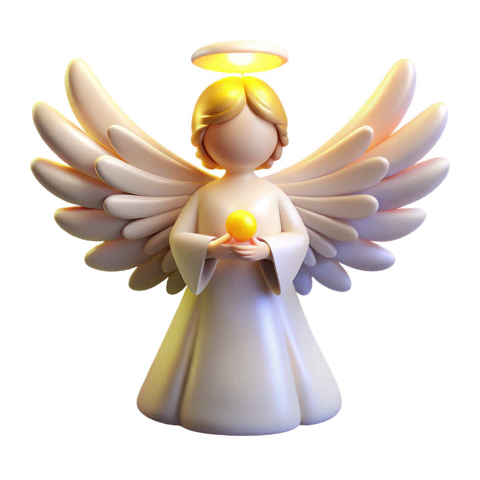 magnificent minimalist 3D Render Cute Angel with Halo 4K png
