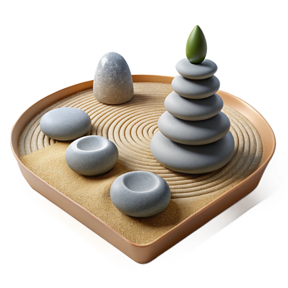 extraordinary rustic Zen Garden Stones 3D Illustration premium png