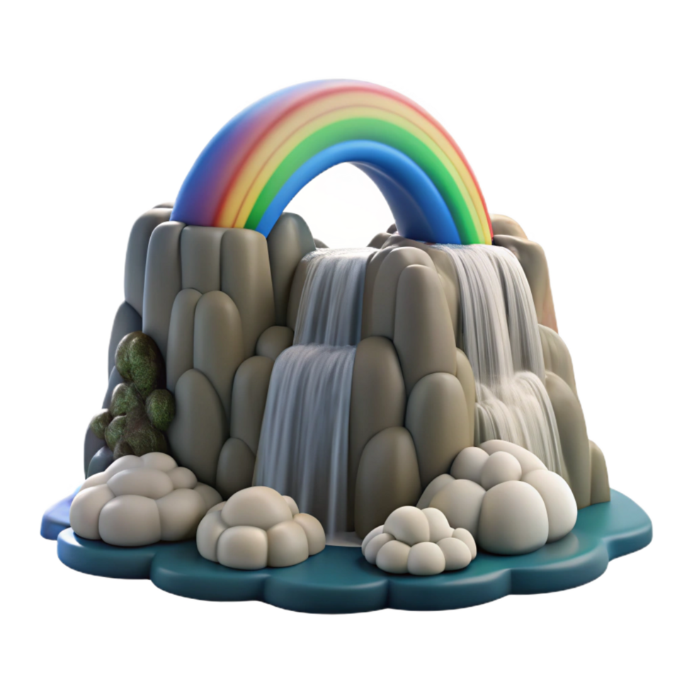 extraordinary modern 3D Rainbow Waterfall Illustration authentic png