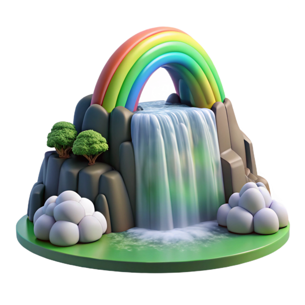 stunning minimalist Rainbow Waterfall 3D Render professional png