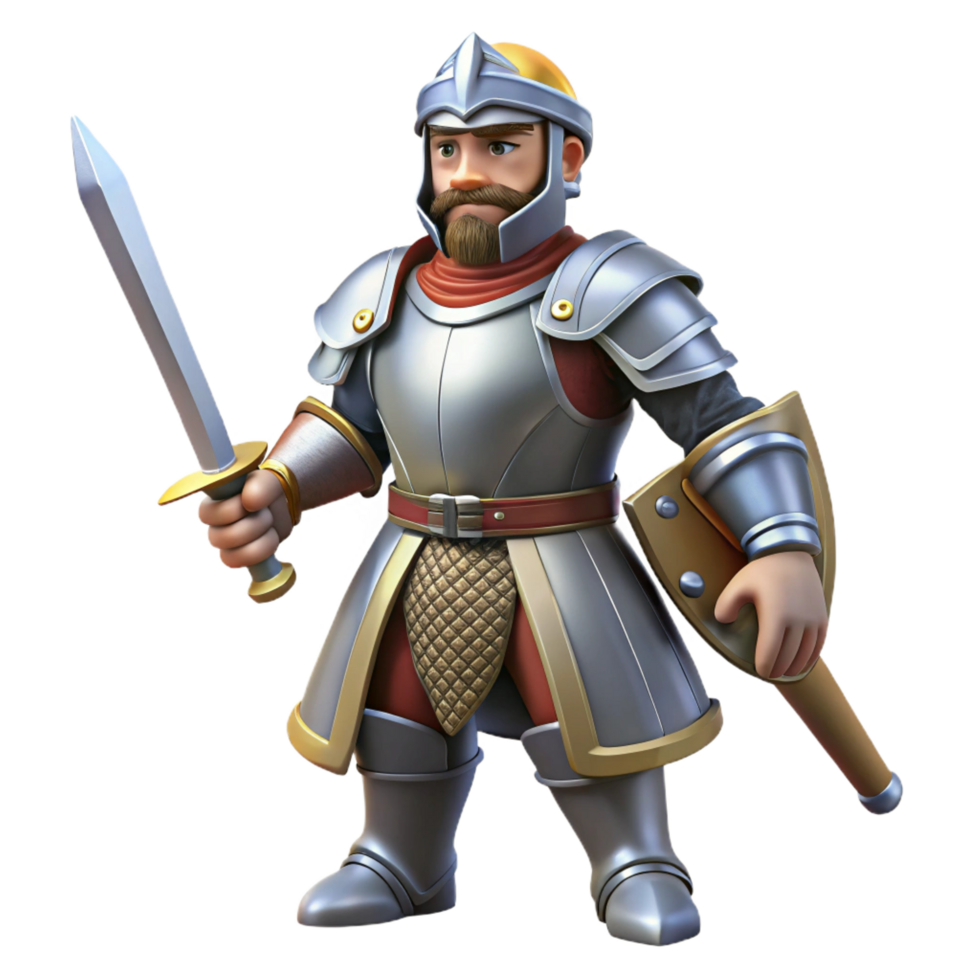 magnificent contemporary 3D Render of a Cartoon Knight high quality png