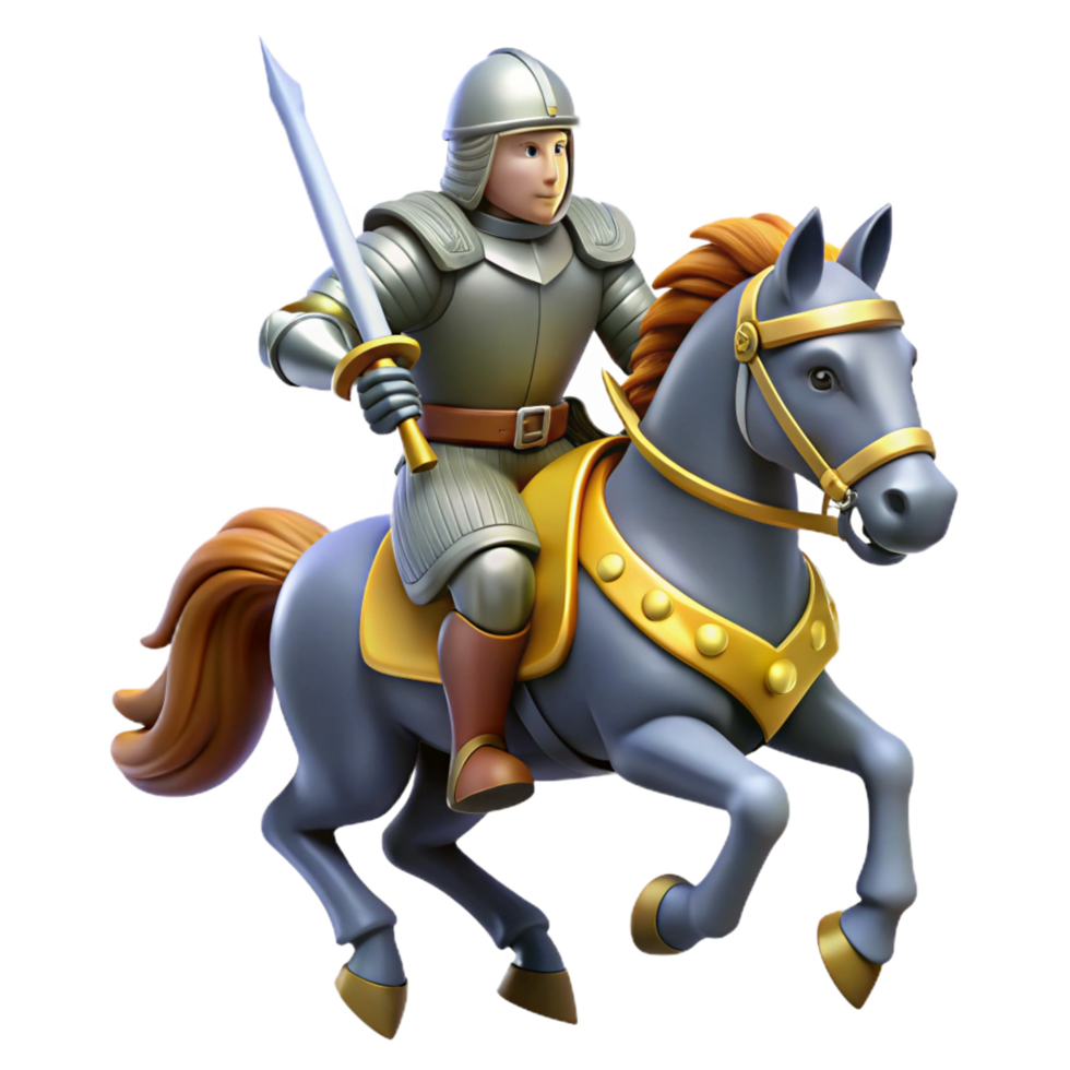 serene abstract 3D Illustration Knight on Horseback detailed png