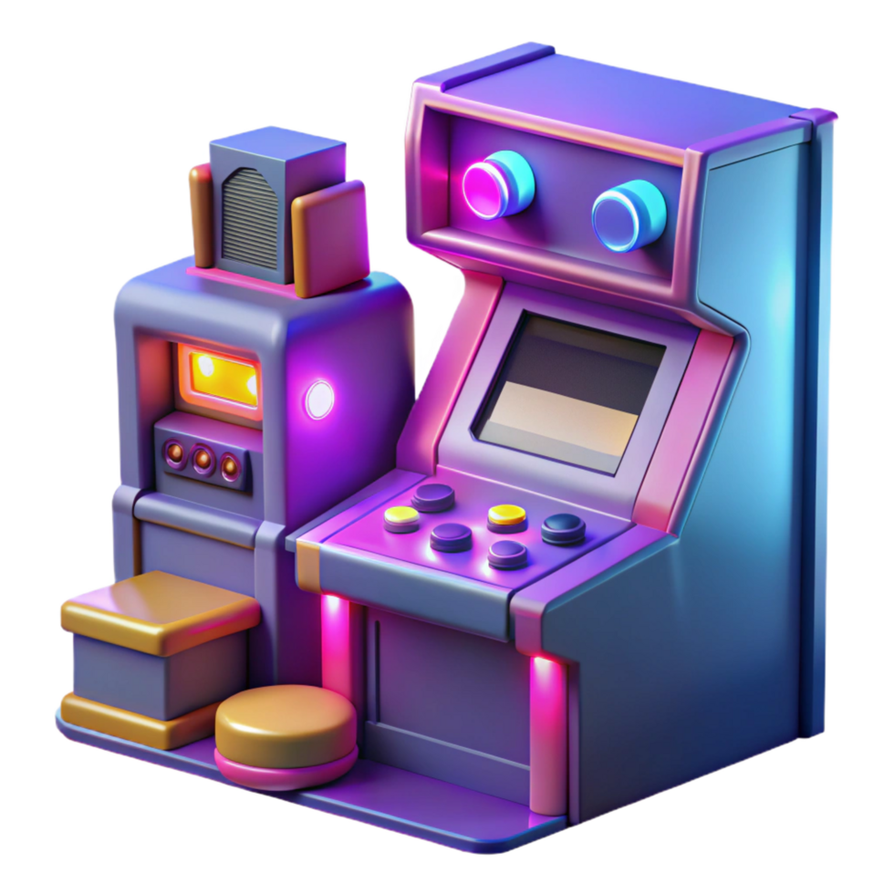 impressive contemporary Retro Arcade Game 3D Render high quality png