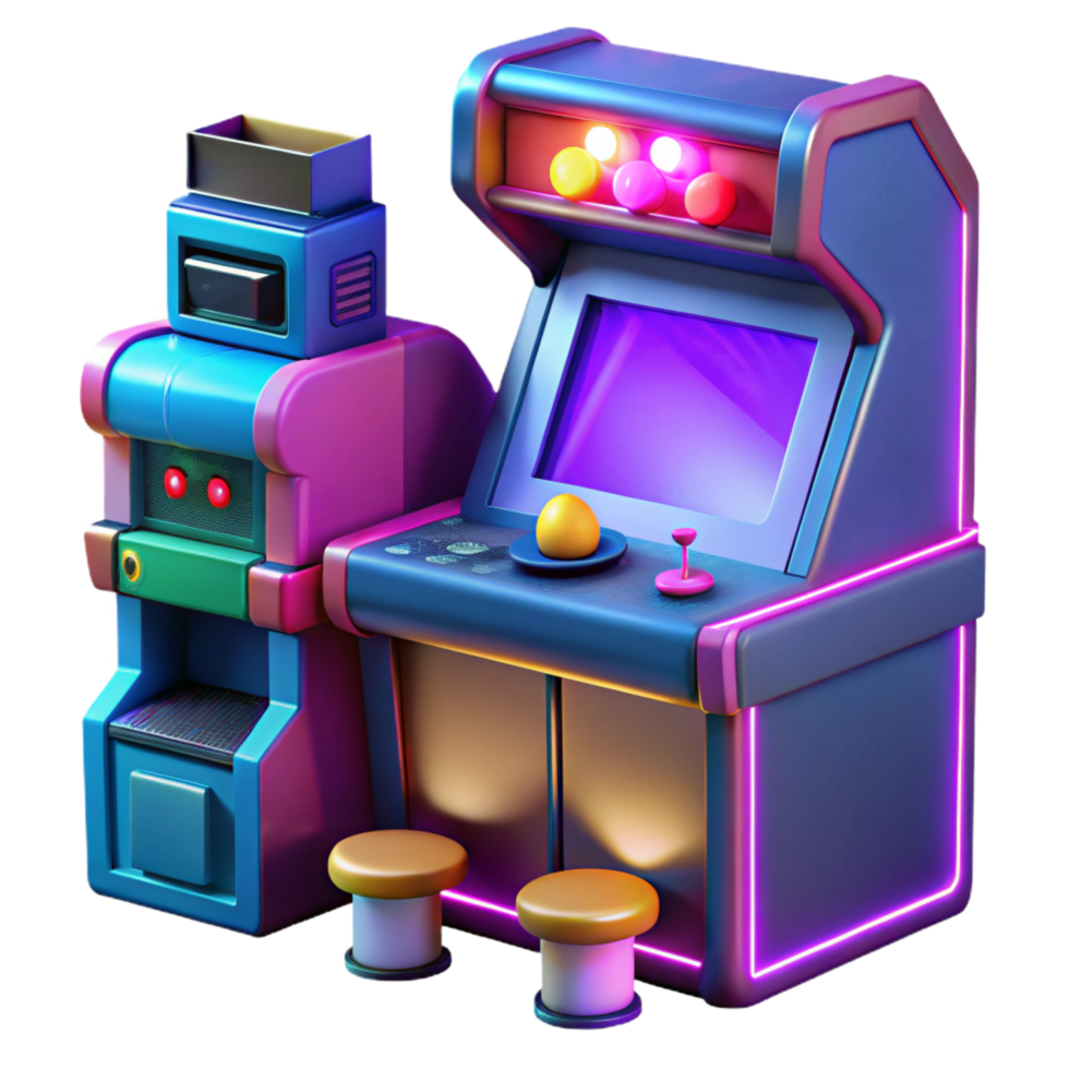beautiful creative Retro Arcade Game 3D Illustration detailed png