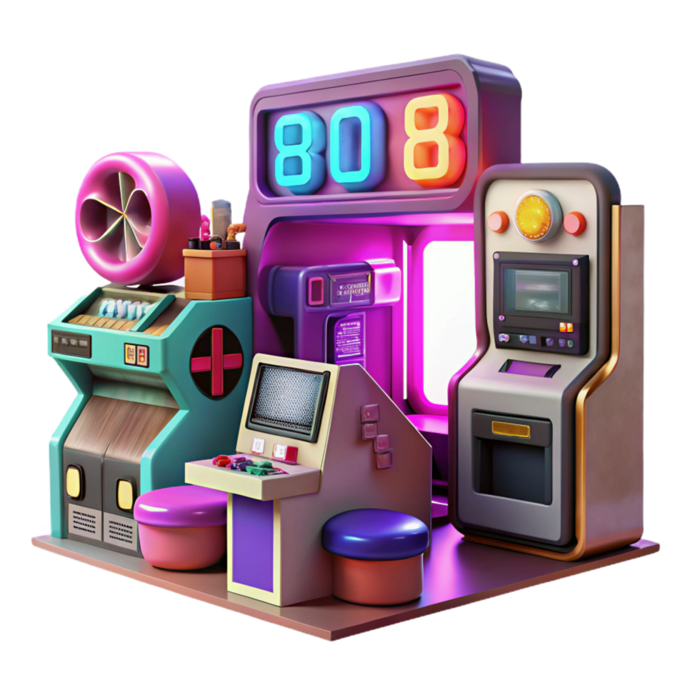 Retro Arcade 808 A 3D Illustration png