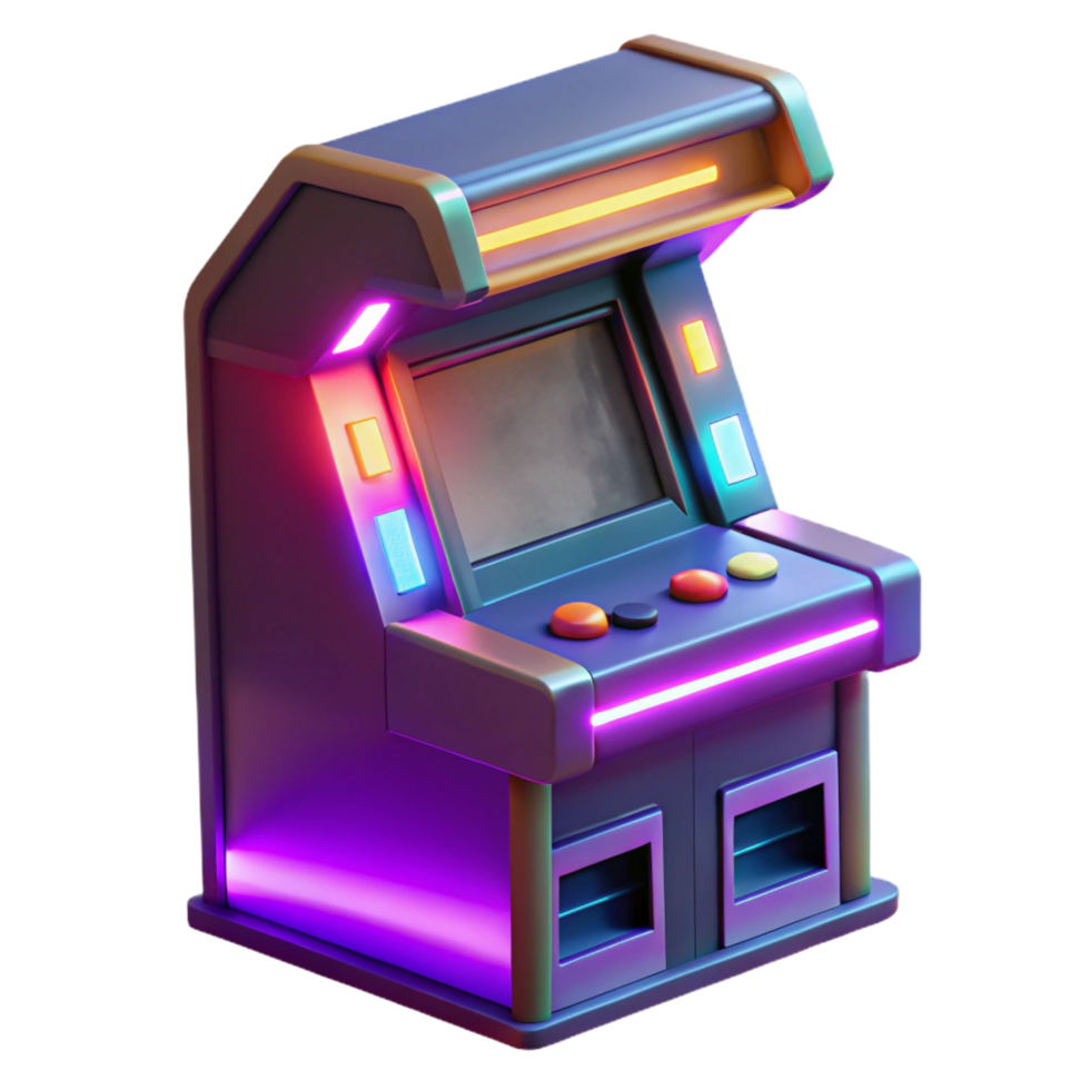 beautiful classic Retro Arcade Game 3D Render exclusive png