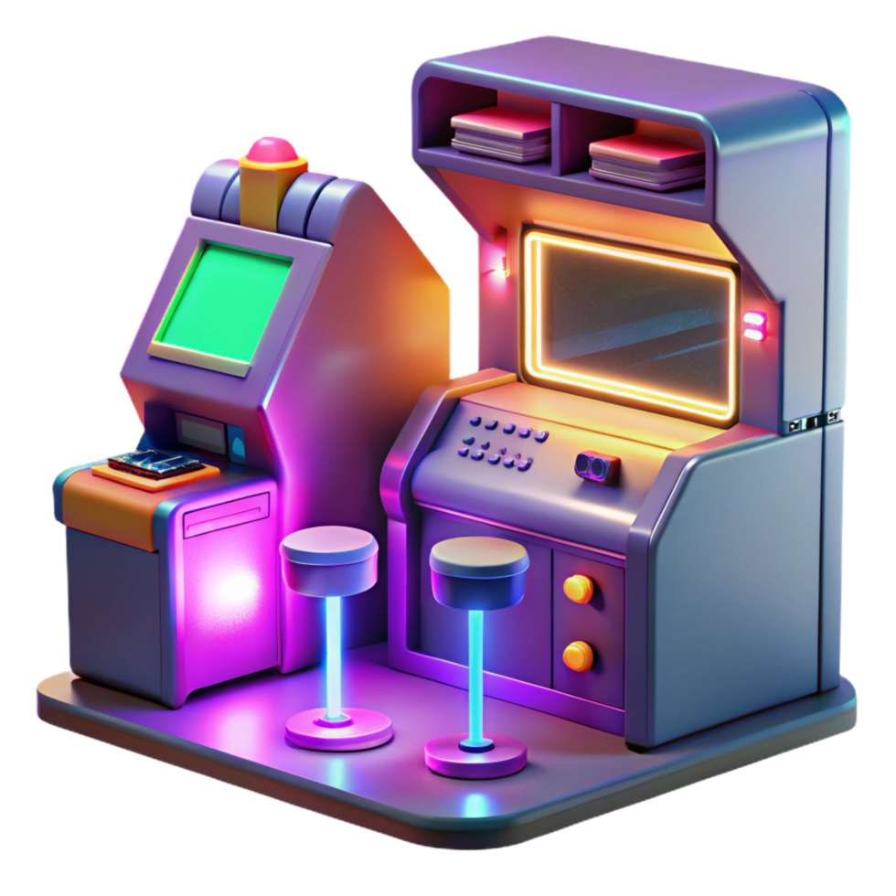 wonderful traditional Retro Arcade Game Station 3D Render high resolution png