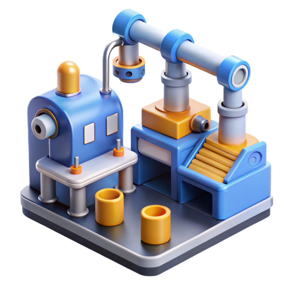 dramatic modern 3D Illustration of Factory Machinery 4K png