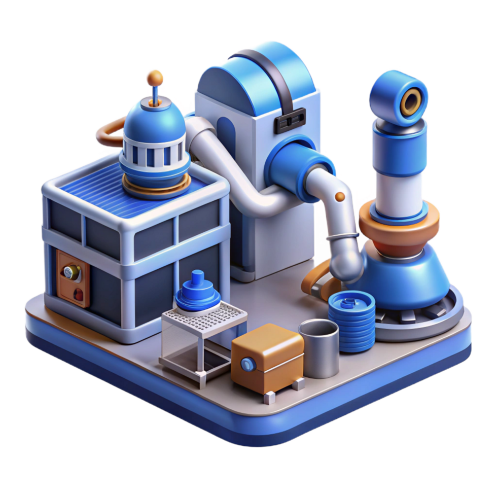 stunning abstract Isometric 3D Illustration of a Factory genuine png