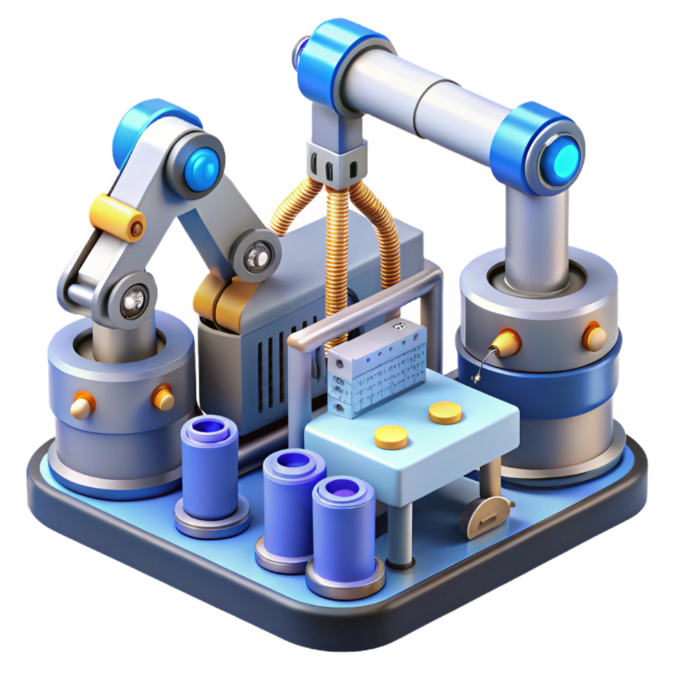 Isometric 3D Illustration of Automated Factory png