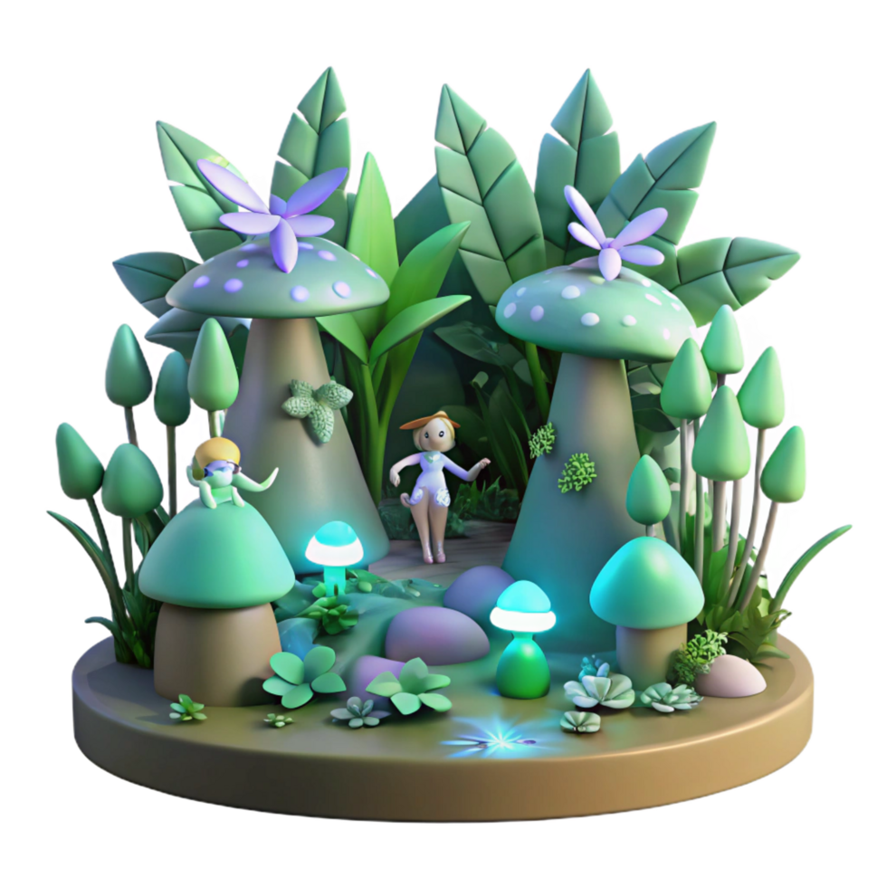 stunning minimalist Enchanted 3D Forest Illustration exclusive png